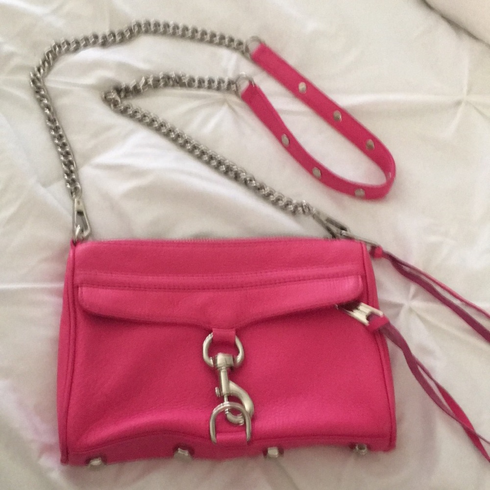Hot pink like new leather crossbody